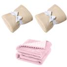 Manta Cobertor Kit 3 peças com 2 Comfy Marfim 1 Wave Rosa