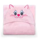 Manta com Capuz Buettner Microfibra Infantil Miau 90cmx90cm Rosa Claro