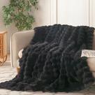 Manta COOVA Faux Fur Rabbit Fur Bubble 127x152 cm preta