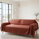 Manta Croche Grande para Sofá 2 até 4 Lugares Grossa 2,70x2,50 Capa de Sofa e Cama Cor:Terracota