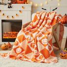 Manta CYMULA Halloween em malha de abóbora 127x152 cm macia Manta CYMULA Halloween em malha de abóbora 127x152 cm macia
