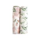 Manta de Algodón Muselina para Bebé Crane Rosada con Flores 119x119 cm Manta de Algodón Muselina para Bebé Crane Rosada con Flores 119x119 cm