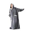 Manta De Flanela Super Longa De 180cm Com Capuz Para Mulheres E Homens, Pijamas De Inverno