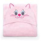 Manta de Microfibra c/ Capuz Bouton Infantil Miau Rosa Claro