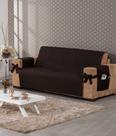 Manta De Sofá Com Forro 3 Lugares Com Laço Matelado Lançamento Marrom