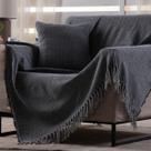 Manta Decorativa Para Sofá Boho Hebrom Cinza Preta