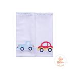 Manta flanelada lisa com bordado 2 uni carrinhos