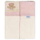 Manta Flanelada Lisa com Vira Bordada para Bebê 79cm x 80cm