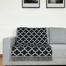 Manta Jacquard Misto com Franja 1,40 x 1,60 Arabesco Preto