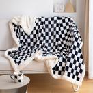 Manta LOMAO Sherpa Fleece xadrez 150x200cm preta