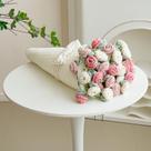 Manta Longhui Bedding Buquê de Flores em Crochê Rosa e Branco