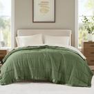 Manta Madison Park Windom Twin acolchoada de microfibra verde