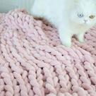 Manta Maetoow Chenille Chunky Knit 102x127 cm rosa
