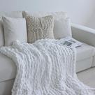 Manta Maetoow Chenille Chunky Knit 152x203 cm branca