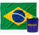 Manta Mais Balde 5l Brasil Copa Do Mundo Kit Futebol Verde E Amarelo Brasil Com Hino Nacional