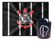 Manta Mais Balde 5l Time Corinthians Kit Futebol Diversão Preto Brasão Corinthians Com Hino No Balde