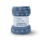Manta Microfibra Queen Flannel Appel Charme Geo Azul