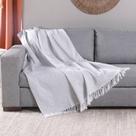 Manta Para Sofá Com Franja Grid 1 Peça 2,10m x 1,35m 60% Algodão / 40% Poliéster Tecido Jacquard
