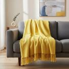 Manta Para Sofá Em Algodão Amarelo Ouro Gigante 2,40 X 1,80
