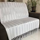 Manta Para Sofá em Tecido Jacquard Listrado Branco 190x140cm Manta Para Sofá em Tecido Jacquard Listrado Branco 190x140cm