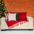 Manta Para Sofá Modelo Natal Tradicional com 3 capas de Almofada 45x45
