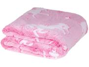 Manta Solteiro Brilha no Escuro de Microfibra Jolitex Unicórnio Rosa Mescla