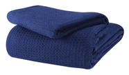 Manta térmica GLAMBURG 100% algodão Queen Size azul marinho
