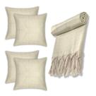 Manta Xalé Protetora Para Sofá e Cama Lisa com 4 Capas Para Almofada Manta Xalé Protetora Para Sofá e Cama Lisa com 4 Capas Para Almofada