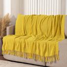 Manta Xale Rubi 2,40m X 1,70m Com Franja Para Sofá Cama 100% Algodão 01 Peça - Amarelo Manta Xale Rubi 2,40m X 1,70m Com Franja Para Sofá Cama 100% Algodão 01 Peça - Amarelo