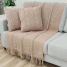 Manta Xale Tricot para Sofa 150x90cm +2 Capa de Almofada C5