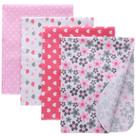 Mantas de Franela Gina Era para Recién Nacidos, Mantas Envolventes para Bebés 100% Algodón 4 Piezas Talla Única 76 X 76 cm para Bebé Niño o Niña (Estilo 11)