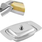 Mantegueira Aço Inox Retangular Com Tampa Prateada Vedação Porta Manteiga Profissional Mantegueira Aço Inox Retangular Com Tampa Prateada Vedação Porta Manteiga Profissional