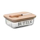 Manteigueira com Espátula e Tampa de Bambu Basic 15cm x 11cm x 5cm Vidro Wolff