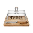 Manteigueira com Tampa de Vidro e Espátula Personalizada