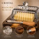 Manteigueira Cristal Com Espátula Madeira Hauskraft Luxo