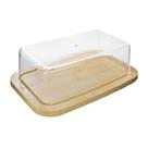 Manteigueira De Bambu Com Tampa De Plástico 19x12,5cm Manteigueira De Bambu Com Tampa De Plástico 19x12,5cm