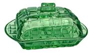 Manteigueira de Vidro Verde Romance 17cm Trabalhada C/ Tampa - Kaveh