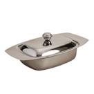 Manteigueira Inox Polido Retangular Com Tampa Mesa Posta