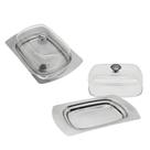 Manteigueira Porta Manteiga Aço Inox Com Tampa Acrílica Retangular Manteigueira Porta Manteiga Aço Inox Com Tampa Acrílica Retangular