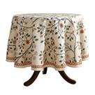 Mantel Redondo Pequeño ISAENNE Diseñador Floral de Lino 140 cm