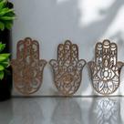 Mão de Hamsa 30x20cm , kit 3 quadros em mdf preto 3mm
