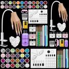 Mão de silicone para prática de unhas com kit de unhas de acrílico + Acces.