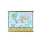 Mapa Educativo Sonho de Criança Mundo Político Plastificado 90x120cm com Moldura em Madeira