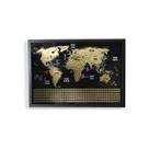 Mapa Mundi De Raspar Dourado Com Moldura Com Bandeiras 73x50