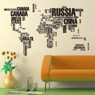 Mapa mundial de adesivos de parede com países, decoração de parede em PVC