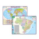 Mapas Políticos e Rodoviários: Mundi + Brasil - Dobrados - Escolar