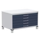 Mapoteca 5 Gavetas Pandin 120 cm (Larg) Inmetro Tampo MDP Branco Estrutura Aço Cinza Gavetas Azul Mapoteca 5 Gavetas Pandin 120 cm (Larg) Inmetro Tampo MDP Branco Estrutura Aço Cinza Gavetas Azul