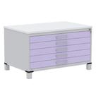 Mapoteca 5 Gavetas Pandin 120 cm (Larg) Inmetro Tampo MDP Branco Estrutura Aço Cinza Gavetas Lilás Mapoteca 5 Gavetas Pandin 120 cm (Larg) Inmetro Tampo MDP Branco Estrutura Aço Cinza Gavetas Lilás