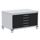Mapoteca 5 Gavetas Pandin 120 cm (Larg) Inmetro Tampo MDP Cinza Estrutura Aço Cinza Gavetas Pretas Mapoteca 5 Gavetas Pandin 120 cm (Larg) Inmetro Tampo MDP Cinza Estrutura Aço Cinza Gavetas Pretas