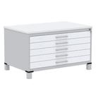 Mapoteca 5 Gavetas Pandin 120cm (Larg) Inmetro Tampo MDP Branco Estrutura Aço Cinza Gavetas Brancas Mapoteca 5 Gavetas Pandin 120cm (Larg) Inmetro Tampo MDP Branco Estrutura Aço Cinza Gavetas Brancas